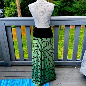 Green and black high waisted maxi skirt